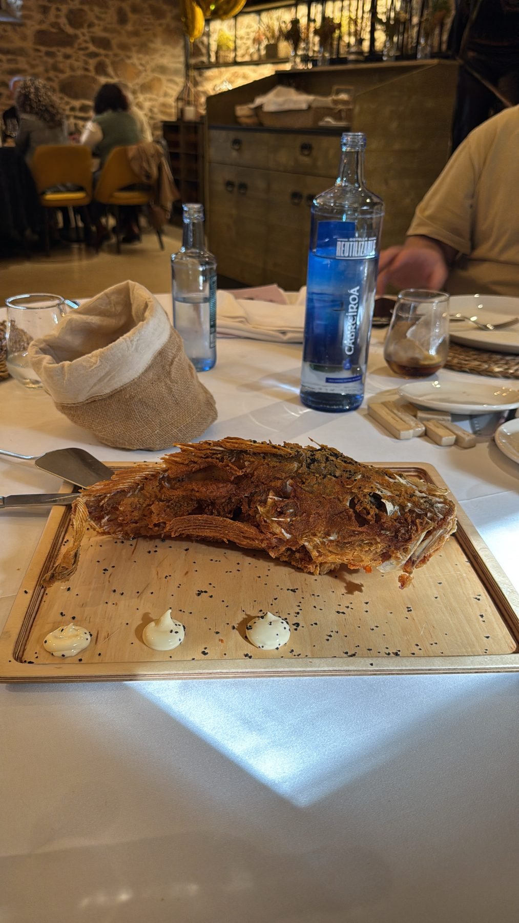 A roasted cut of beef presented on a serving board